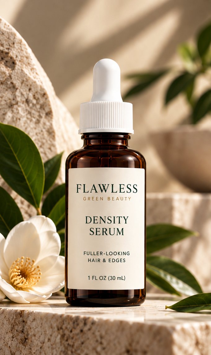 Density Serum, 1 fl oz, with a white dropper on natural stone